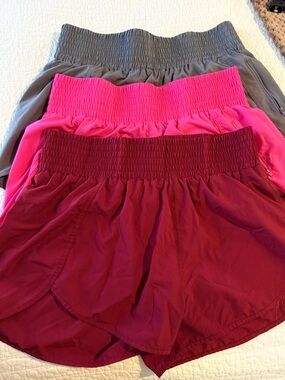 Women's Athletic Shorts - Burgundy, Hot Pink, Gray